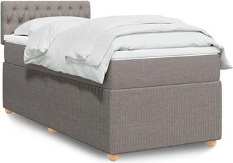vidaXL Cama Box Spring Con Colch&oacute;n Tela Gris Taupe 80x200 Cm Vidaxl