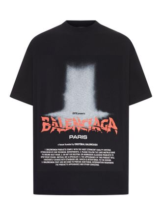Balenciaga OVERSIZED THE DOOR T-SHIRT IN DRY BLACK JERSEY - Balenciaga - Woman