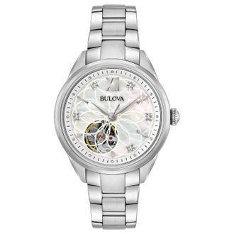 Bulova Automatic Ladies dameshorloge Zilverkleurig 96P181