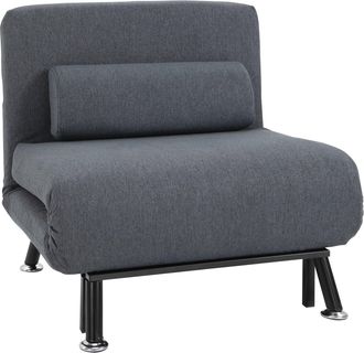 HOMCOM Faux Suede 5-Position Futon Single Sofa Bed Black - Home Living | TJ Hughes