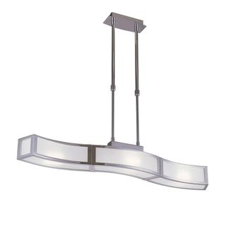 Netlighting Duna GU10 Linear Pendant 3 Light L1 SGU10 Bar Chrome White Acrylic in Grey
