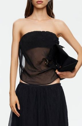 Lioness Intuition Sheer Strapless Crop Top in Noir at Nordstrom, Size X-Large