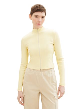 Tom Tailor Denim Shirtjacke TOM TAILOR DENIM, Damen, Gr. XXL (44), gelb (light gelb), Stoff, Obermaterial: 93% Baumwolle, 7% Elasthan, unifarben, slim fit kurz, Rundha