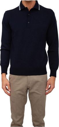 Paul & Shark Wollen poloshirt - Heren - V-hals truien - Blauw - M - Wol - Truien & Vesten