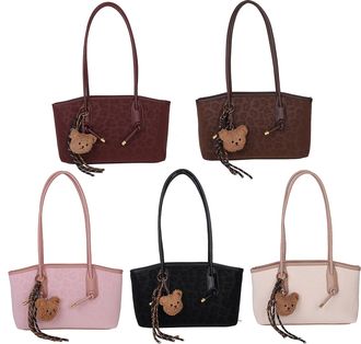 Generic PU Casual Bag Tote Bag Shoulder Bag for Women Office Travel (Black)