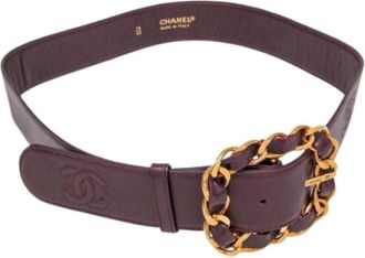 Chanel Pre-owned Coco Mark Chain Buckle Belt - Dames - Vintage Accessoires - Rood - ONE Size - Leer - Vintage