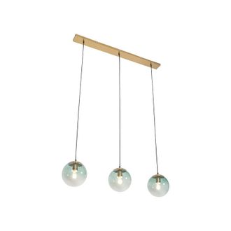 QAZQA Art Deco Pendant Light Brass with Green Glass 3-Light - Pallon