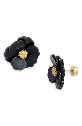 Nordstrom Floral Statement Stud Earrings in Grey- Gold at Nordstrom