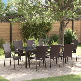 Berkfield Home 5 Piece Garden Dining Set Brown Poly Rattan