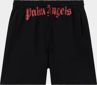 Palm Angels Men & apos;s Waist-Logo Cotton Drawstring Sweatshorts