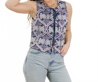 Greylin Remy Embroidered Top In Blue / White