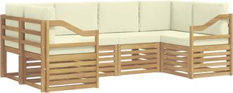 vidaXL Conjunto De Sof&aacute;s De Exterior 6 Uds. Blanco Y Crema Poli&eacute;ster Vidaxl