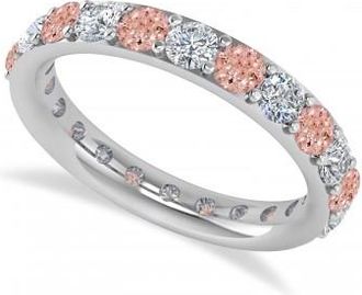 Allurez Diamond & Morganite Eternity Wedding Band 14k White Gold (2.00ct)