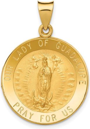 Diamond2Deal 14k Yellow Gold Polished Satin Our Lady of Guadalupe Medal Hollow Pendant