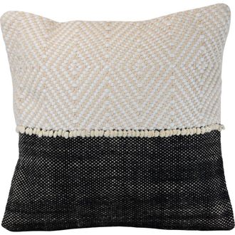 Foreside Home And Garden Diamond Pattern Handwoven Outdoor Decorative Throw Pillow, 18.1 x 18.1 in Beige at Nordstrom, Size Medium