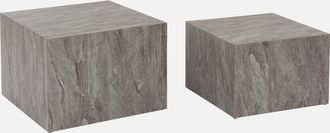 Sweeek Sweeek - Mesa De Centro Cuadrada Con Efecto M&aacute;rmol, Set De 2, Paros, Gris, 58x58x40 Cm