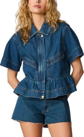 Steve Madden Haezel Peplum Denim Jcket in Orion Blue at Nordstrom, Size X-Large