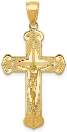 Diamond2Deal 14k Gold Polished Crucifix Pendant