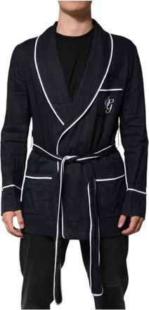 Dolce & Gabbana Geborduurde Linnen Kimono Blazer - Heren - Blazers - Blauw - 3XL - Linnen - Jassen
