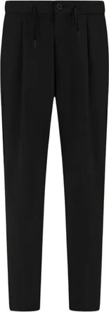 Herno Tailored broek met plooien - Heren - Slim Fit Broeken - Zwart - XS - Leer - Broeken