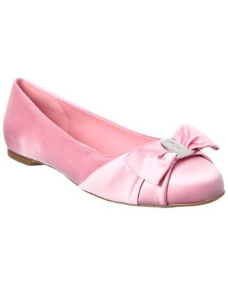 Ferragamo Logo Leather Ballerina Flat