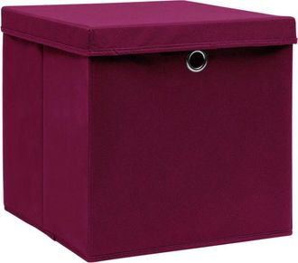 vidaXL Cajas de almacenaje con tapas 10 uds rojo oscuro 28x28x28 cm Vidaxl
