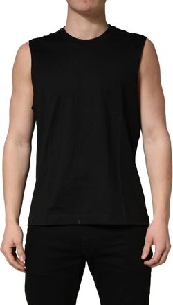 Dolce & Gabbana Black Crew Neck Sleeveless Tank Top Mens T-shirt (Pre-Owned)