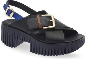 4CCCCees Plia Juno Platform Slingback Sandal in Black at Nordstrom, Size 7.5Us