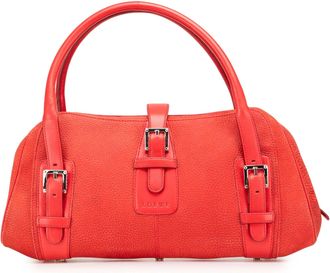 Loewe Pre-owned Womens Leather Buckle Handbag - Orange - One Size