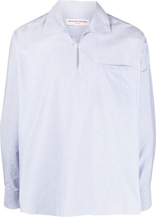 Orlebar Brown Thwaites striped long-sleeved shirt - men - Fabric - L - Blue