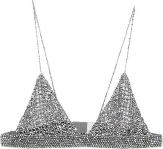 Golden Goose handgemaakte gehaakte beha katoengaren en kristallen kralen van gemengd formaat