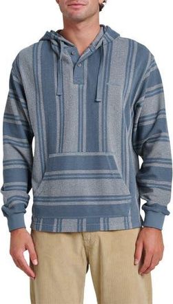 Quiksilver Playa Stripe Henley Hoodie in China Blue at Nordstrom Rack, Size Xx-Large