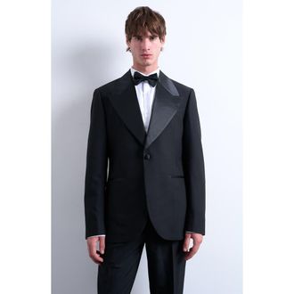 Topman Wide Lapel Black Stretch Tuxedo Jacket at Nordstrom, Size 40