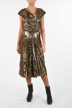 Maison Margiela Lam&eacute; Faux Leather Draped Empire-Style Dress Maison Margiela