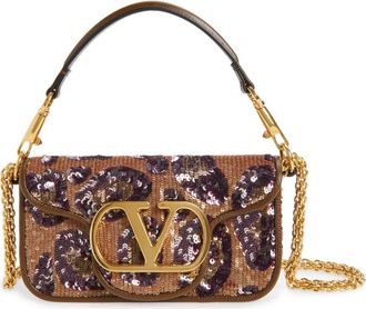 Valentino Garavani Small Loco Sequin Silk Shoulder Bag in Blue Multi at Nordstrom