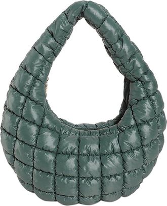 Generic Women Soft Satchel Bag Versatile Cloud Pleatd Bag Lightweight Down Clutch Bag Quilted Tote Handbag Fall Winter Purse (Green)