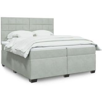 vidaXL Vidaxl - Cama Box Spring Con Colch&oacute;n Terciopelo Gris Claro 200x200 Cm