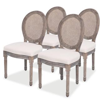 vidaXL Sillas De Comedor 4 Unidades Tela Color Crema Vidaxl