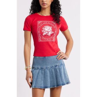 BP. Graphic Baby Tee in Red Love Bloom at Nordstrom, Size Xx-Small