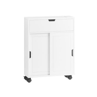SoBuy Armario auxiliar de ba&ntilde;o con 2 puertas y 1 caj&oacute;n mdf blanco