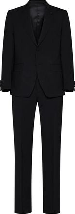 Lardini Single-Breasted Wool Suit - Heren - Business pakken - Zwart - XL - Wol - Kostuums