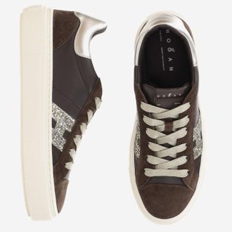 Hogan Womens Sneakers Crosswind Brown Leather-Suede Leather And Suede Trainers