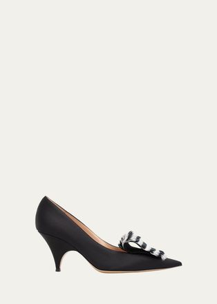Gianvito Rossi 70mm Feathered Crepe Satin Pumps