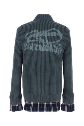 Balenciaga Mens Petrol Blue Cotton Cardigan Navy - Brown T1 Maglieria