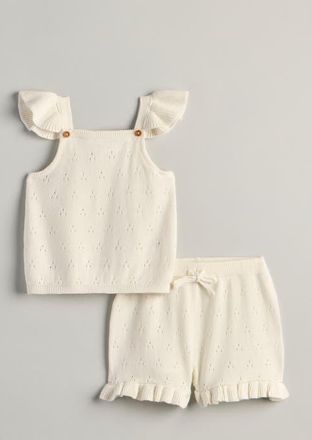 Nordstrom Cap Sleeve Sweater & Shorts Set in Ivory Egret at Nordstrom, Size 24M
