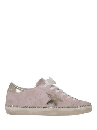 Golden Goose Super Star Suede Upper Laminated Star And Heel Glitter Edge