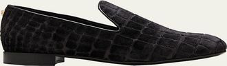 Versace Mens Croc-Stamped Loafers