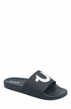 True Religion 112 Logo Slide in Black at Nordstrom, Size 10