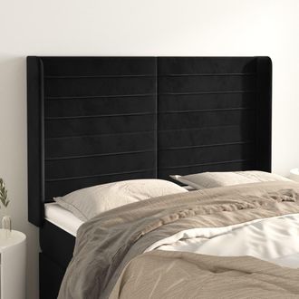 vidaXL Cabecero Con Orejas De Terciopelo Negro 147x16x118/128 Cm Vidaxl
