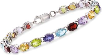 Ross-Simons Multi-Stone Link Bracelet in Sterling Silver